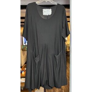 Farmhouse Frocks Black Swing Dress XL Amish Made Pocket Scoop Neck Tunic